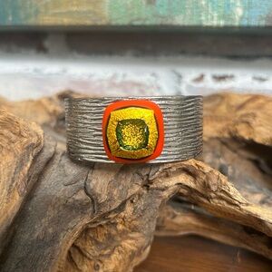 Dichroic glass bead cuff bracelet